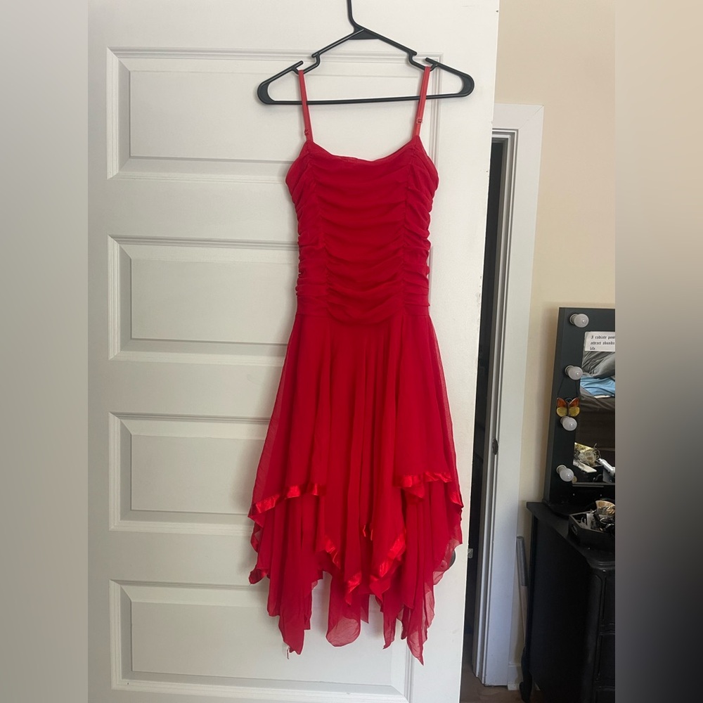 Red fairy Asymmetrical Hem dress renaissance